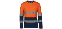Hi Vis (D+N) LONG SLEEVE CREW NECK COTTON T-SHIRT