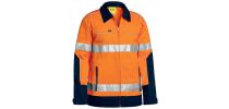Taped Hi Vis Drill Jacket with Liquid Repellent finish - Orange/Navy