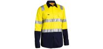 Taped Hi Vis Cool Lightweight Shirt with Shoulder Tape - Yellow/Navy