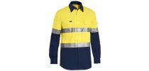 Taped Hi Vis Cool Lightweight Traditional Fit Shirt - Yellow/Navy