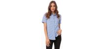 Modern Gingham Short Sleeve Ladies Dress Shirt